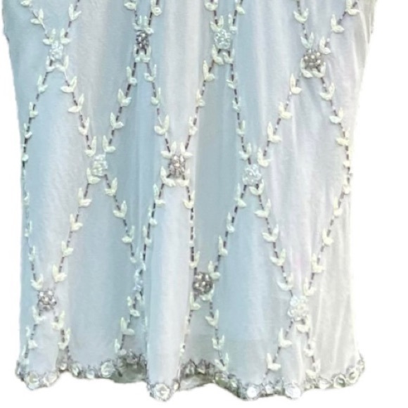 Adrianna Papell Silk Sequined Dressy Top.  Pale Green, Lined Size Large - Picture 6 of 15